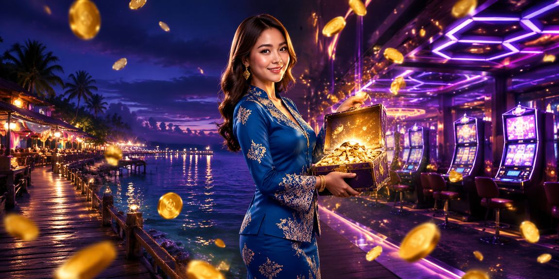 Suasana permainan meja kasino tradisional gaya Malaysia dengan baju kurung